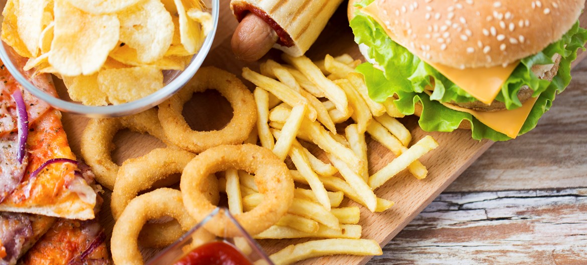 hamburger french fries and potato chips